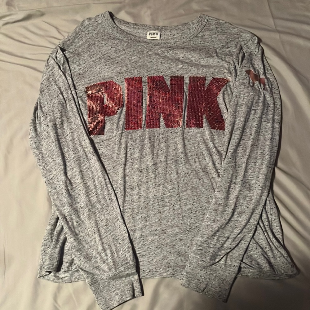 Grey Longsleeve PINK Tee